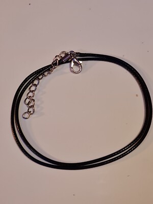 2 mm SCHWARZ   LEDERKORDEL HALSKETTE SILBER VERSCHLUSS LÄNGE 18 ZOLL 