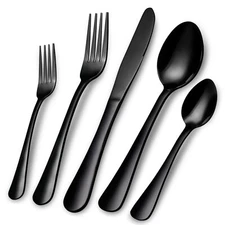 Black Silverware Set 40piece Flatware Set For 8 Stainless Steel Cutlery Tablewar