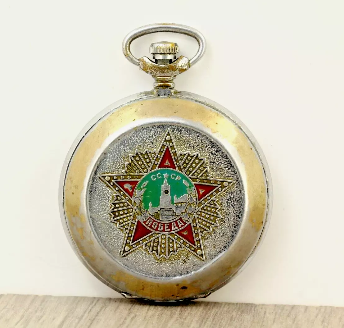 RARE SOVIET POCKET WATCH MOLNIJA 3602 PATRIOTIC WAR WWII USSR Soviet