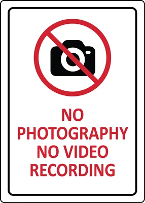 LEETPRINTS NO PHOTOGRAPHY NO VIDEO RECORDING | Adhesive Vinyl Sign Decal