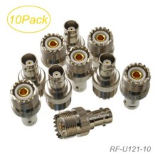 10-Pack BNC Female to UHF SO-239 Female RF Coaxial Adapters, RF-U121-10