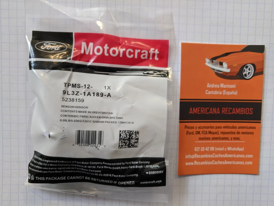 Sensor presión neumatico TPMS12 Motorcraft Ford 9L3Z-1A189-A - Imagen 1 de 2