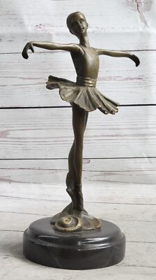 Art Deco Hot Cast Bronze Graceful Ballerina Ballet Statue Sculpture Signed Milo