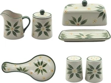 Temp-tations 6 Piece Table Completer Set Accessories Green/Gray color