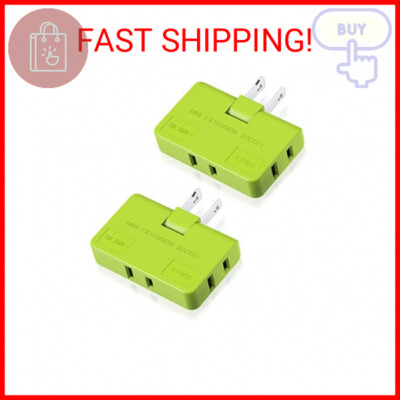 3 Way Flat Wall Plug Outlet Extender - 2 Prong Rotatable Socket Mini ...