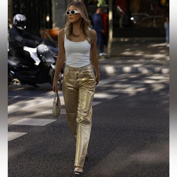 Metallic jeans cheap zara