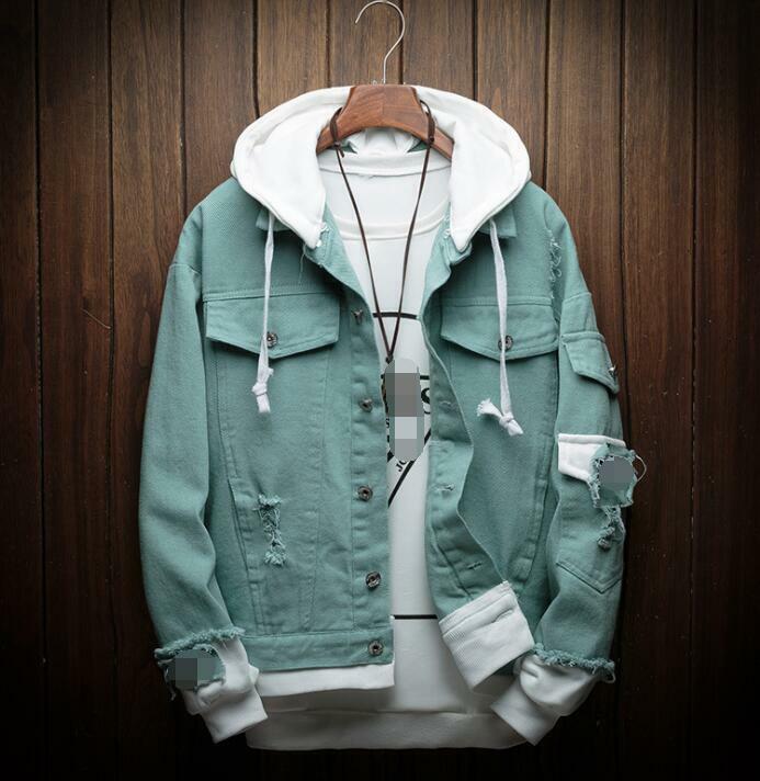 ★韓国人気★Rest & Recreation★COTTON HOOD JACKET Men's Spring Denim Jacket Korean Student Cotton Blended