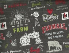 Farmall chalkboard tractors cows farm Print Concepts fabric