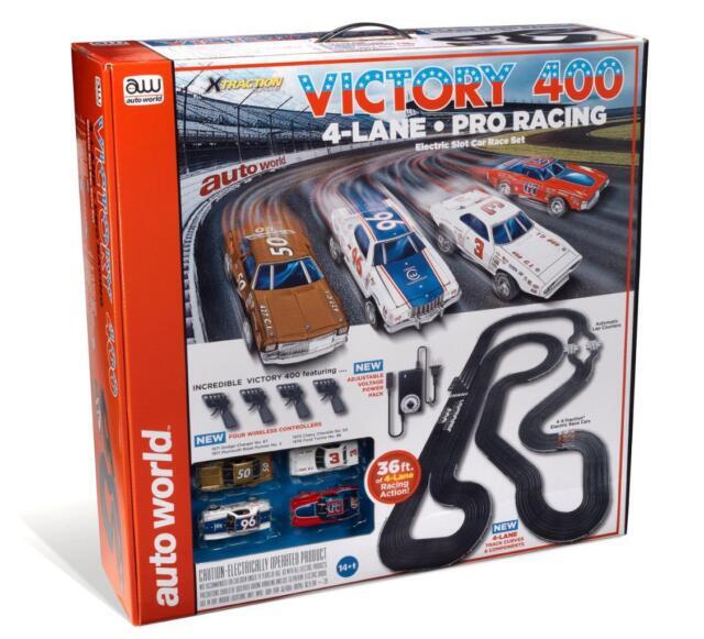 Auto World SRS345 Victory 400 4 Lane Slot HO Scale Race Set