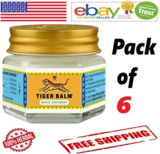 (Pack of 6) Tiger Balm (White) Super Strength Pain Relief Ointment 21ml. Each