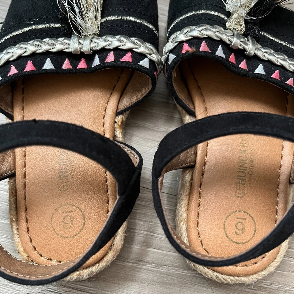 Oshkosh Genuine Kids Black Espadrille Sandals Toddler Girls Summer Beach Sz 6 - Image 3 of 4