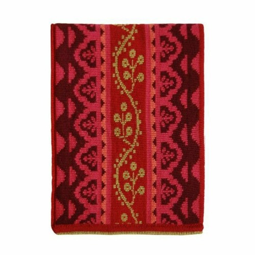 OLEANA Norway Red Green Silk Merino Wool Silk Road Neck Shawl Scarf NWT - Picture 7 of 10