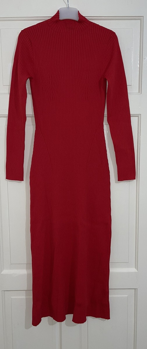 strapless open back dress Red Ribbed Knit Long Sleeves Mermaid Dress – Hot Miami Styles