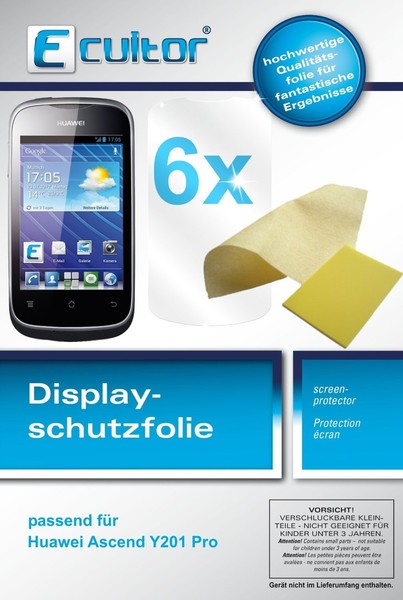 6X Schutzfolie FüR Huawei Ascend Y201 Pro Klar Displayschutzfolie Folie Ecultor-image