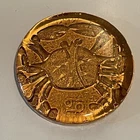 Vintage Blenko Zodiac Cancer Amber Orange Paperweight Freeform Bubble Glass