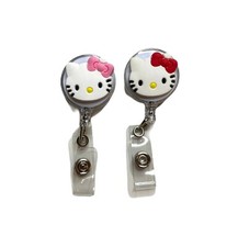 HELLO KITTY Retractable Name Tag ID Badge Holder Reel 3D Nurse Gift