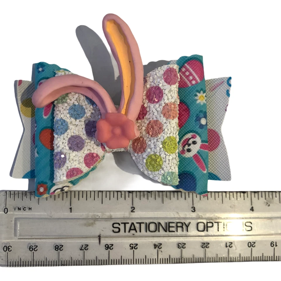 Hair Bows Clips Grips Easter Bunny Rabbit Ears Eggs Premium Hair Bows 3.5" - Image 4 of 4