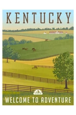 Scenic Kentucky Landscape Rolling Hills Horses Art Print Poster 12x18