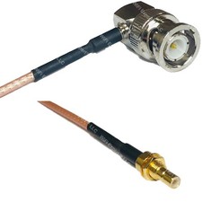 RG316 BNC MALE ANGLE to SMB MALE BULKHEAD RF Cable Rapid-SHIP LOT