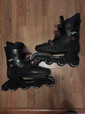 Skate Attack Vintage Roller Blades Inline Skates Size W8.5 Black Purple Blue