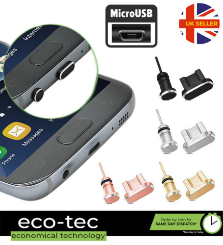 Enchufe de carga micro USB de metal y puerto para auriculares con cubierta antipolvo Samsung Android - Imagen 1 de 7