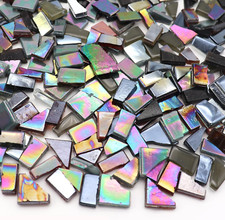 Black Mixed Irregular Glass Mosaic Tiles - 9Oz Value Pack, Perfect for DIY Mosai