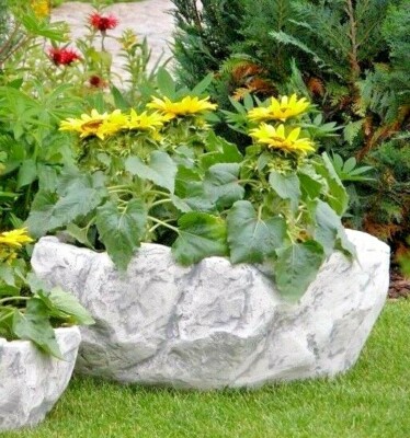 🔶Pflanzschale Stein Optik Vase Steinschale Blumenschale Steinkunst BLACKFORM