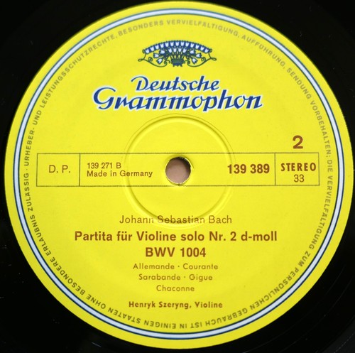 SLPM 139 389 Henryk Szeryng Bach Sonata & Partita BWV 1003 & 1004 NEAR MINT DG - Picture 3 of 5