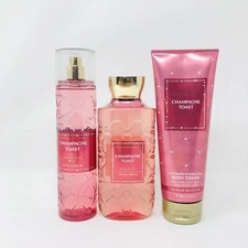Bath & Body Works CHAMPAGNE TOAST Full Size Trio Set Mist, Cream & Body Wash