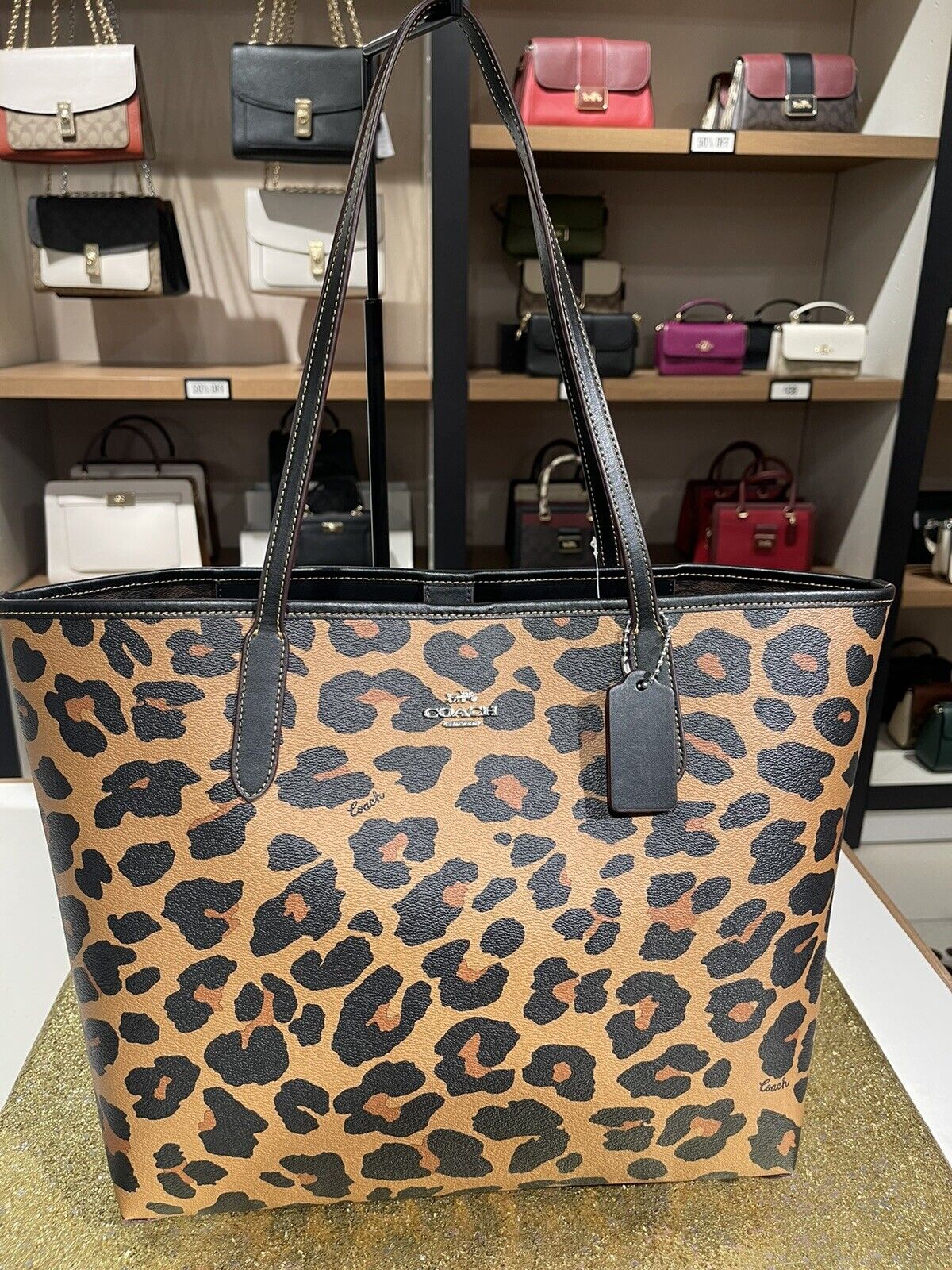 NWT COACH CC760 City Tote With Leopard Print And Signature Canvas Interior  195031677687 | eBay