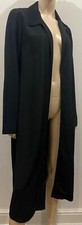 Eileen Fisher Black Collared Open Front Lightweight Long Trench Jacket Coat S/p