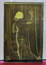 Genuine antique glass plate negative, nude pin-up woman, 1920s