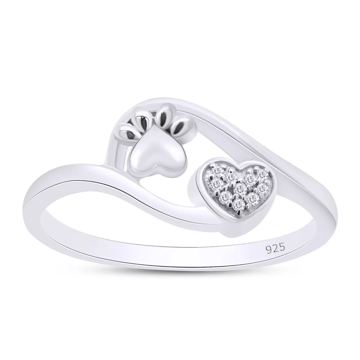 Cute Cat Paw Rings for Women Crystal Rings 925 Sterling Silver Rings Claw  Dog Paw Diamond Rings Jewelry | Wish