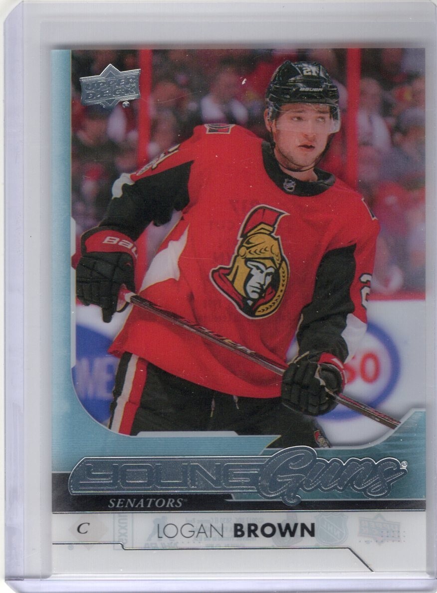 2017-18 UD Series 1 Young Guns Clear Cut Logan Brown RC #217 - OTTAWA SENATORS