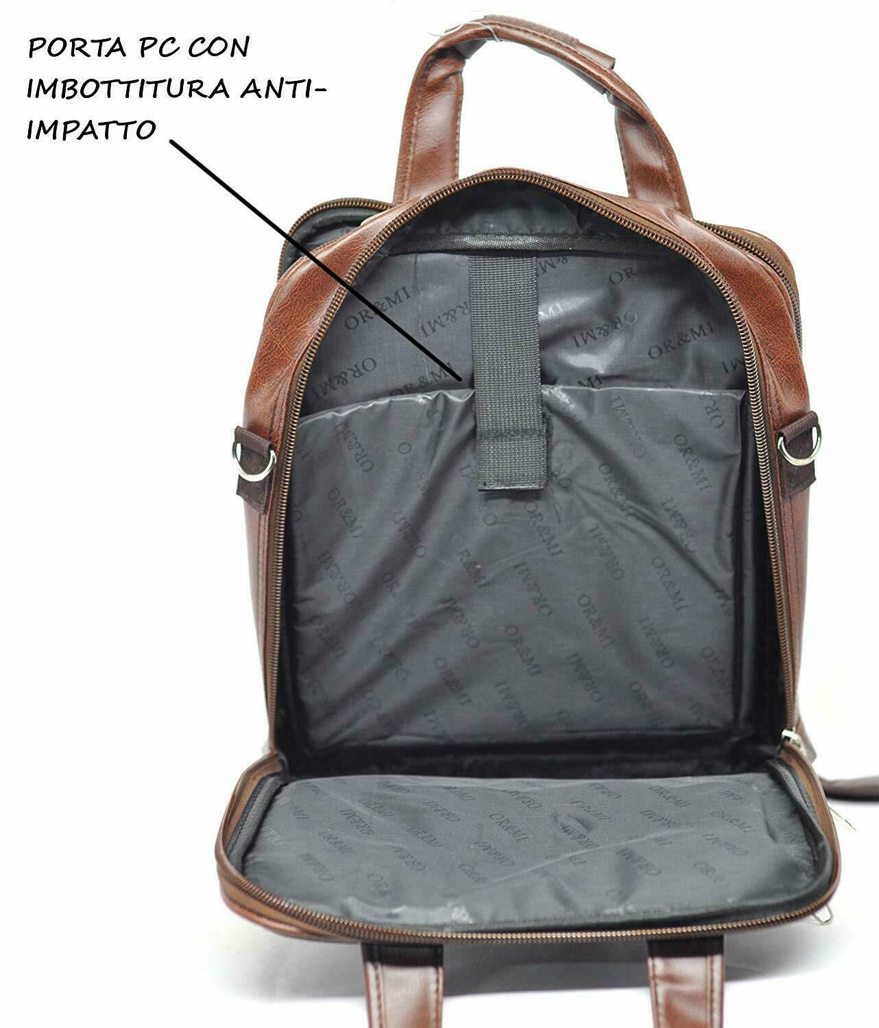 Zaino tracolla 2in1 Uomo Scuola Lavoro Viaggio pelle pc