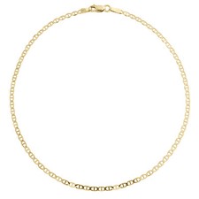 10K Yellow Gold 2mm Plain Solid Anchor Mariner Link Bracelet / Anklet 9-10 Inch