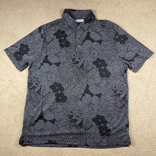 Tommy Bahama Floral Mens Large Black Comfort Lightweight Breathable Polo Shirt