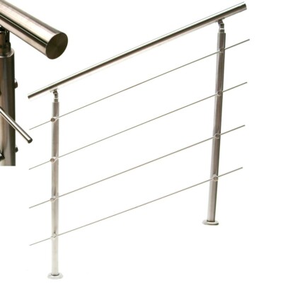 duschspa Treppengeländer Edelstahl Geländer Set (seitl. Montage) mit 3/5 Querstäbe, Innen/Außen, 100 cm Länge, 3-tlg., L 100-240cm, 304-Edelstahl duschspa Treppengeländer Edelstahl Geländer Set (seitl. Montage) mit 3/5 Querstäbe, Innen/Außen, 100 cm Länge, 3-tlg., L 100-240cm, 304-Edelstahl