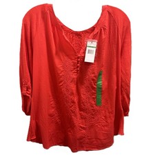 NWT Nine West Women's Missy L Size Top Boho Vintage America Collection in Salsa