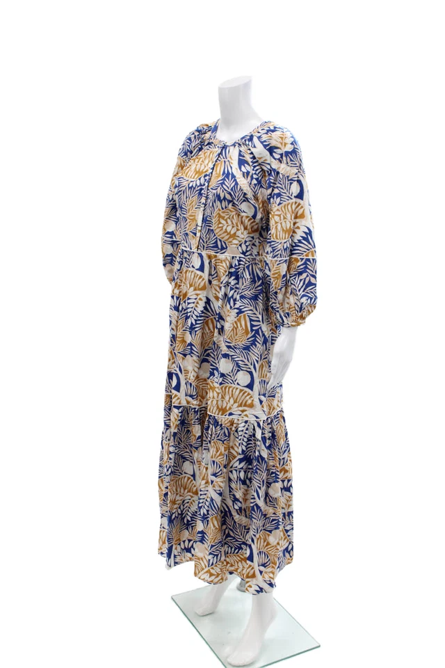 Staud Women's Long Sleeves Quarter Button Tiered Floral Maxi Dress Size XS - Image 2 of 4