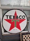 Vintage Large Texaco Star Gasoline Station Pump Heavy 30" Porcelain Metal Sign