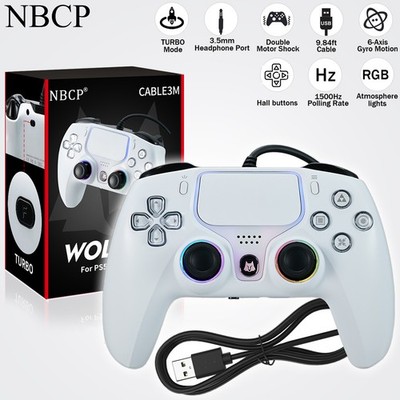 Wired Game Controller W/Hall Trigger TURBO Six axis gyroscope For PS5 PS4 PC