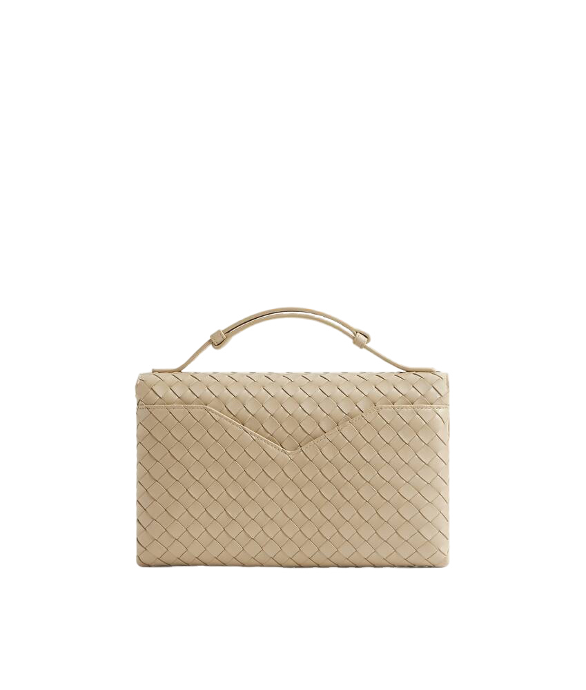 BOTTEGA VENETA Knot Lock $3500 Ecru Leather Crossbody Bag New