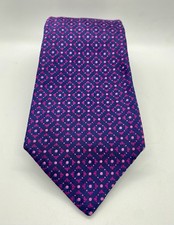 KITON Silk Tie Purple Pink Navy Blue Geometric Pattern Jacquard