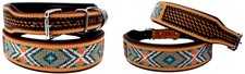 Dog Puppy Collar Genuine Cow Leather Padded Canine 60117