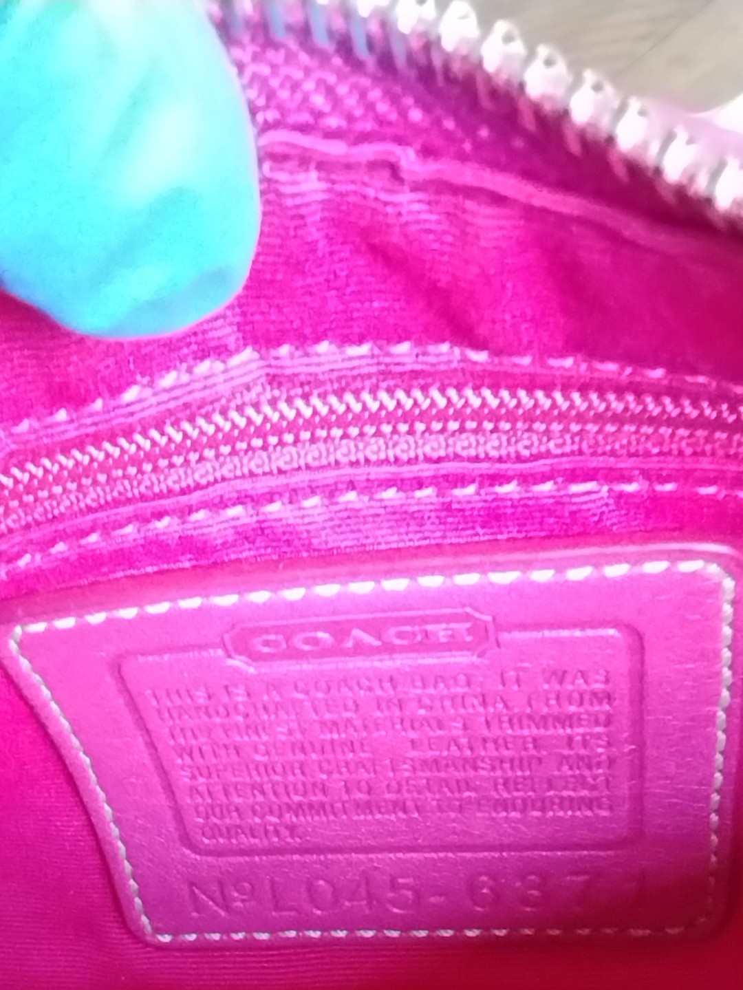 COACH Hampton Semi Demi Pink Leather Canvas Baguette Bag Vintage Authentic image 4