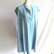 Chambray Denim Look Dress 1X Rachel Roy Side Pockets Solid Blue Shift cap sly