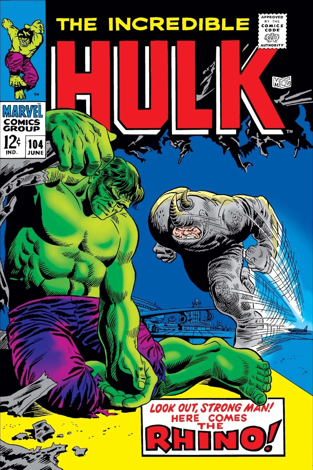 The Incredible Hulk Issue 104 Comic Book Rhino Poster print 16"x24 wall art