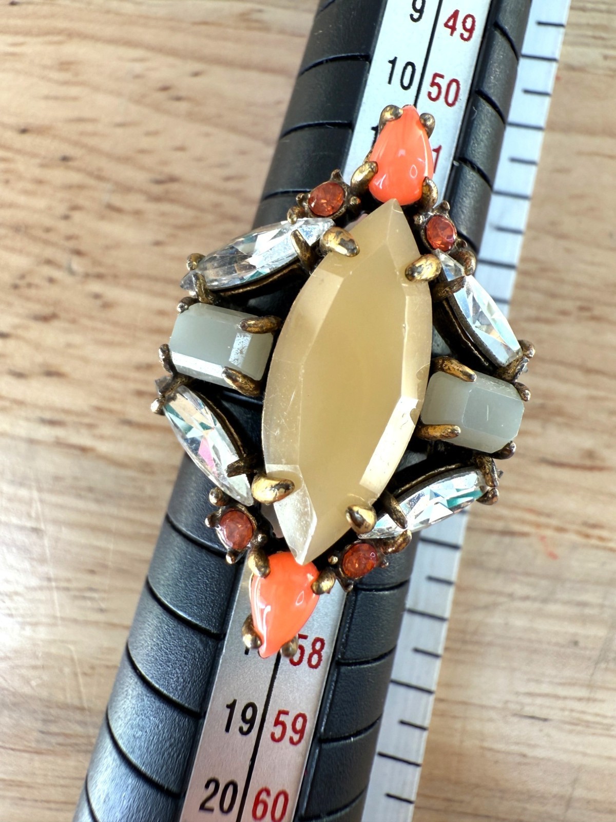 Stella & Dot Statement Ring With Yellow Marquise … - image 1