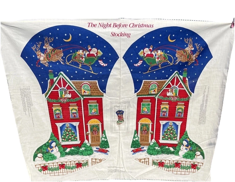 VIP Cranston Night Before Christmas Stocking Fabric Panel 30” Several Avail Read